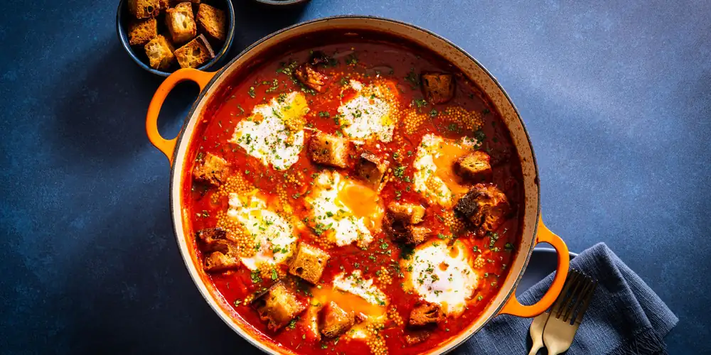 Bloody Mary Eggs With Celery Salt Croutons And Pickled Mustard Seeds Recipe