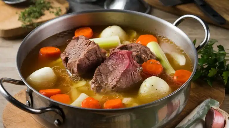 Este sustancioso estofado francés utiliza huesos de res para maximizar el sabor