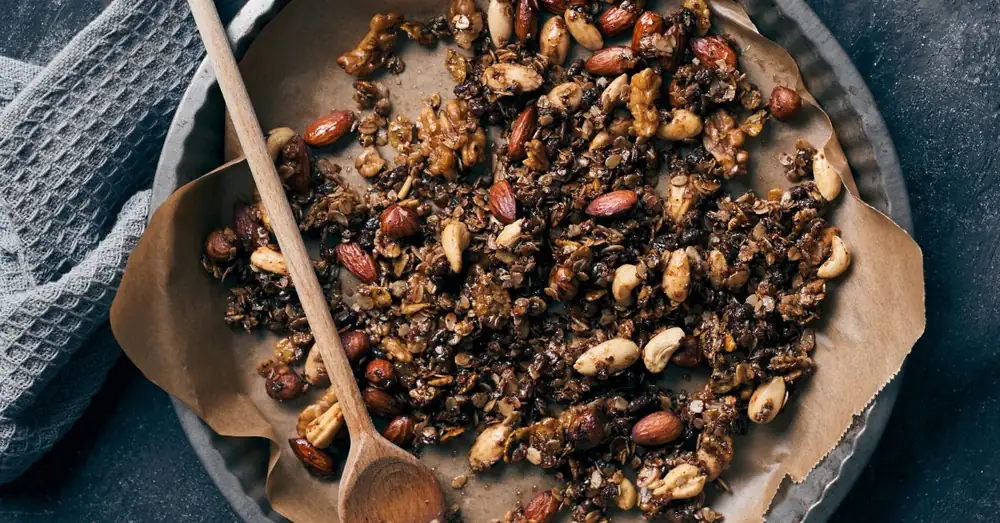 Granola made from rolled oats and seeds