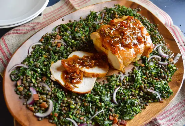 Rosemary Honey Pork Loin & Warm Lentil Salad