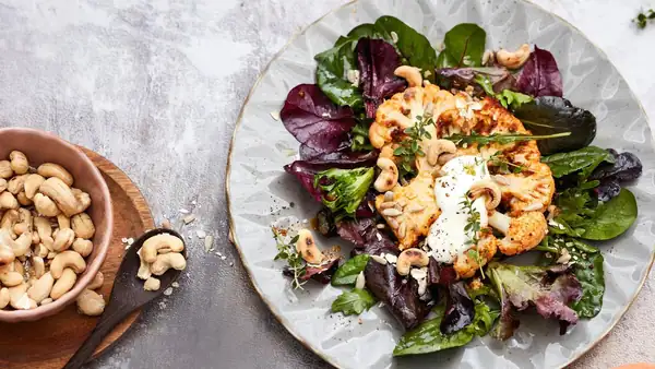 Cauliflower steak with a firm crunch