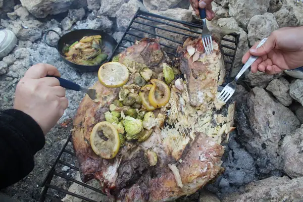 Whole Grilled Fish Stuffed With Brussels Sprouts and Lemon