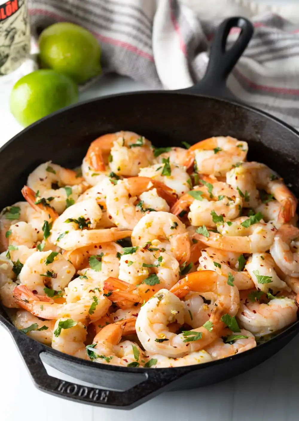 Receta de camarones con tequila y lima