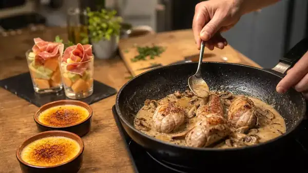 Gluten-free menu, September 30: refreshing verrines, savory stuffed veal rolls, and classic crème brûlée