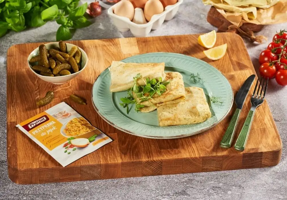 Herbal pancakes with egg and baked salmon, DS XXV, episode 16