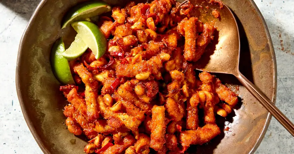Indonesian-Style Stir-Fried Red Chili Tofu with Peanuts