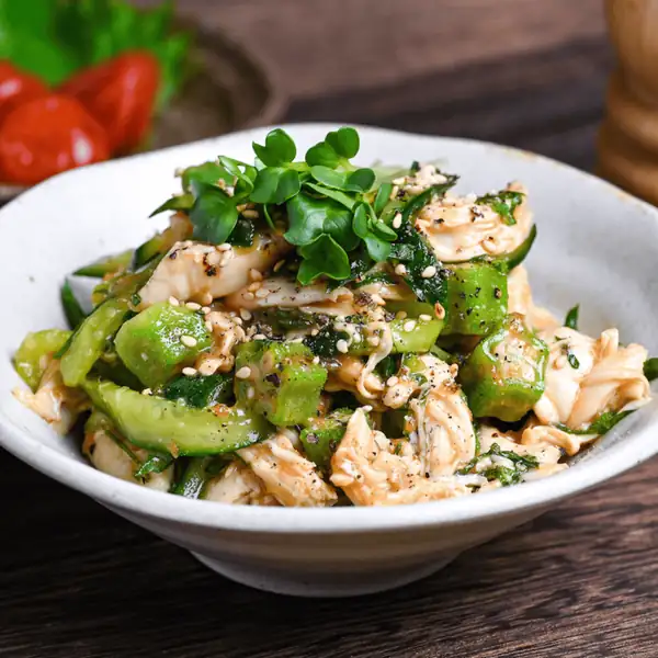 Poached Chicken Tender Salad with Fruity Japanese Dressing