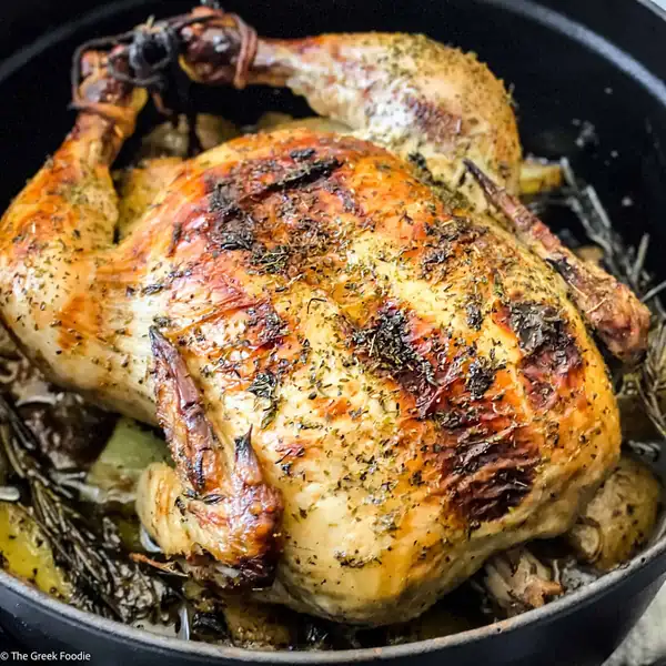 Greek Dutch Oven Roast Chicken