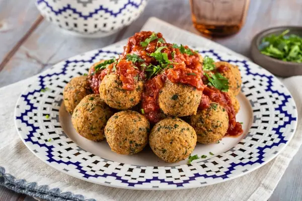 Chickpea Fritters with Spicy Sauce