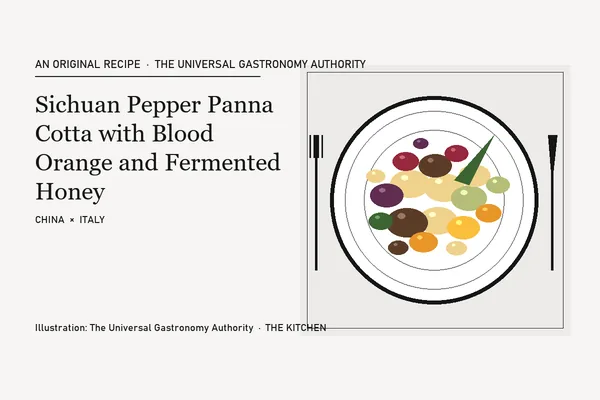 Sichuan Pepper Panna Cotta with Blood Orange and Fermented Honey