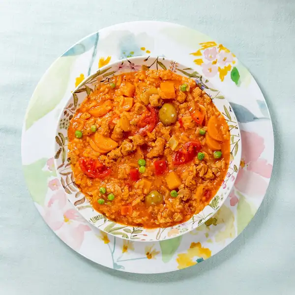 Vegan Asopao (Rice, Textured Soy & Vegetables Stew)