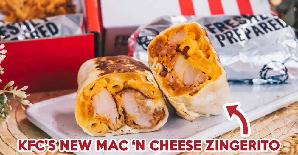 KFC's New Mac 'N Cheese Zingerito Features Spicy Fried Chicken And Creamy Mac 'N Cheese In A Burrito