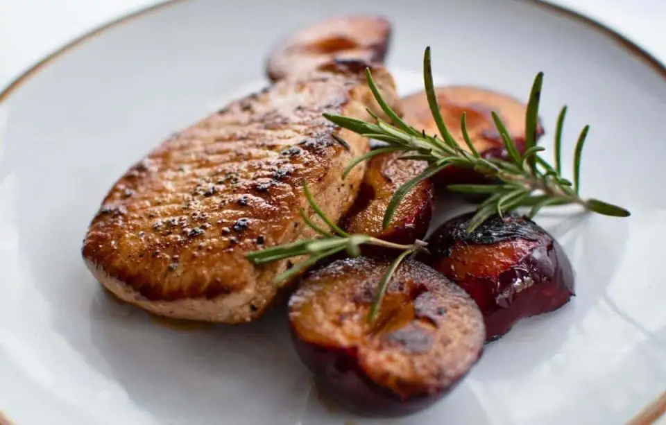 Pan-Fried Pork Chops with Plums & Rosemary
