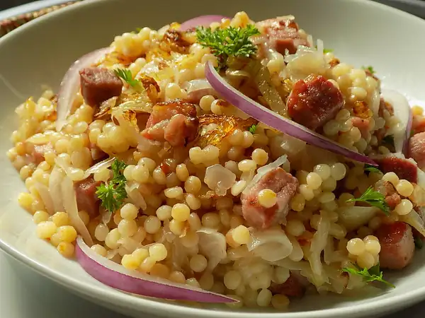 Tarhoňa with cabbage and smoked meat