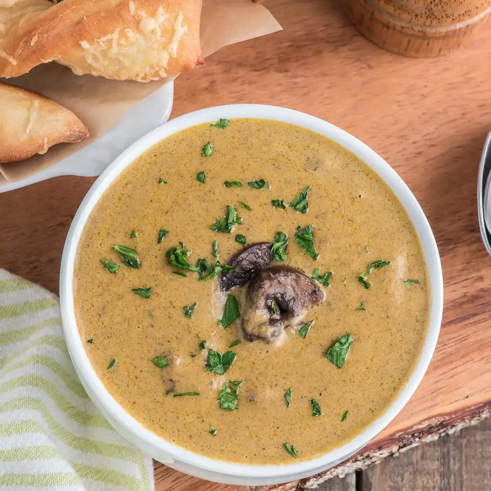 Creamy Mushroom Soup and Parmesan Bread Twists