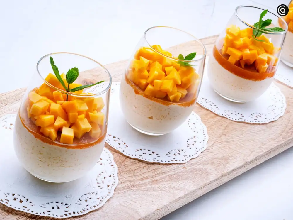 Fresh peach mousse, a dessert by Karlos Arguiñano