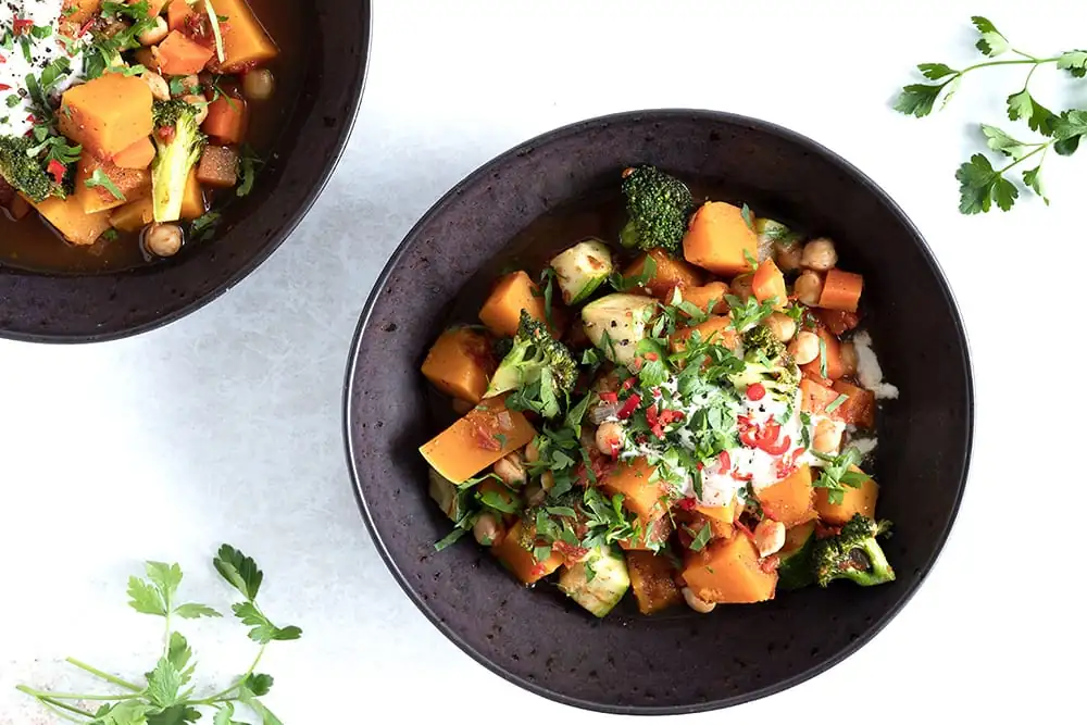 Guiso de verduras con garbanzos