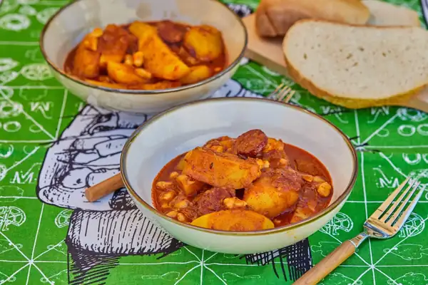 Potatoes with peppers in a casserole