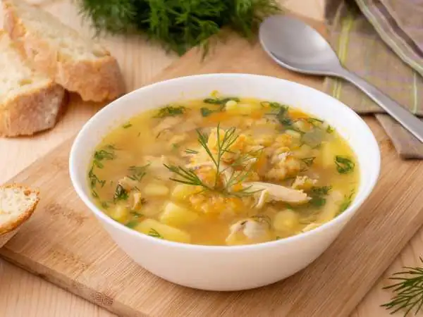 Lentil soup with chicken broth