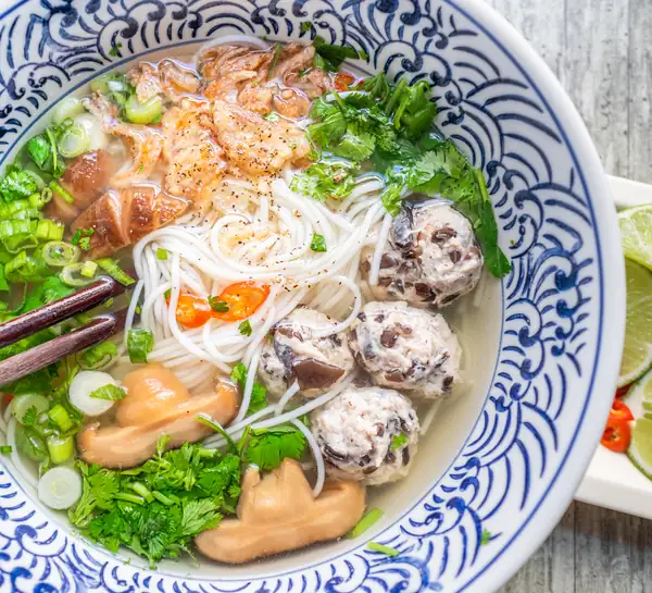 Vietnamese Pork Meatball Noodle Soup (Bún Mọc)