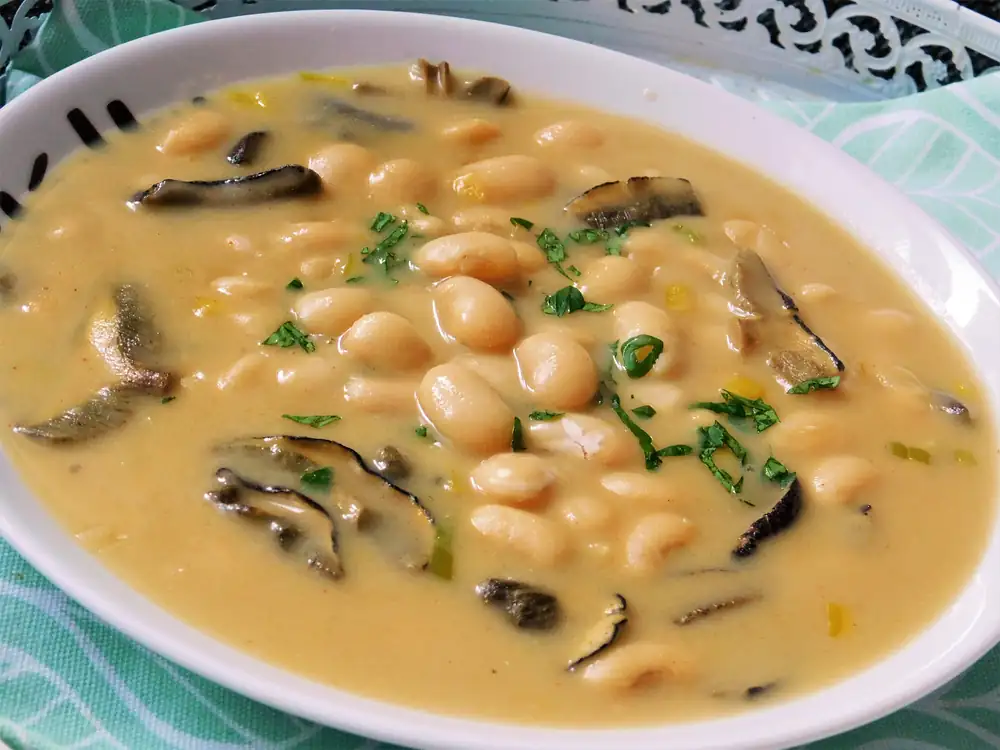 White bean and dried mushroom soup