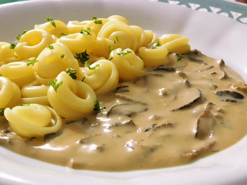 Mushroom sauce made with butter spread