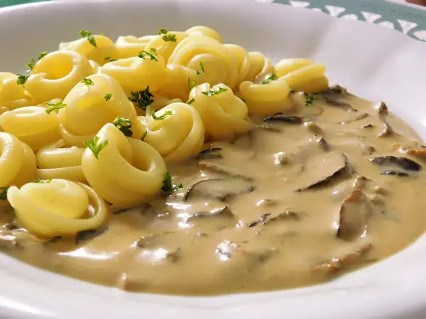 Mushroom sauce made with butter spread