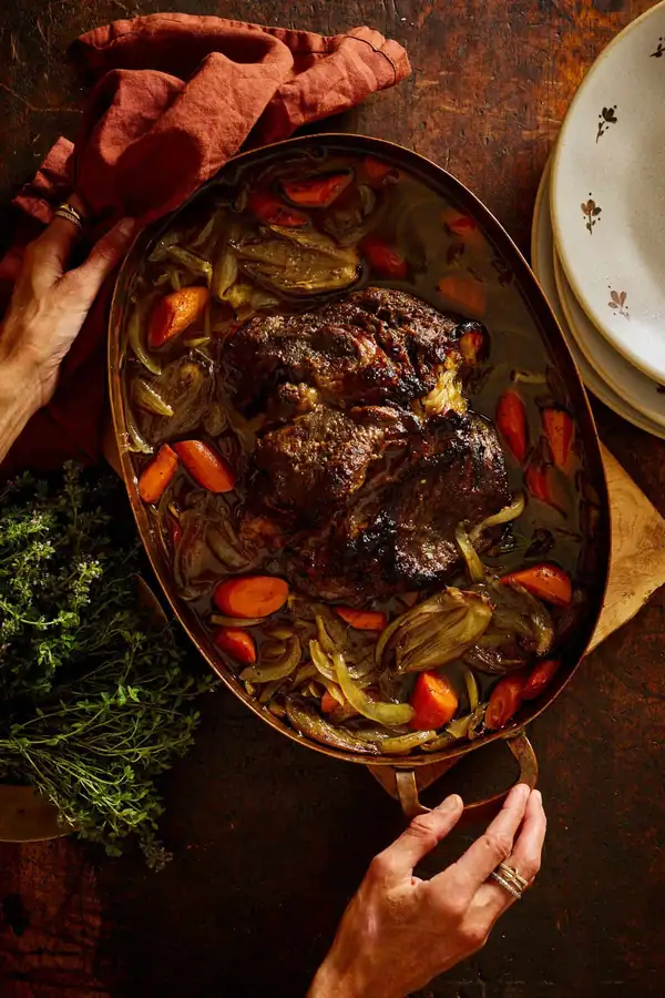 Cider Braised Pot Roast with Parmesan Sweet Potatoes