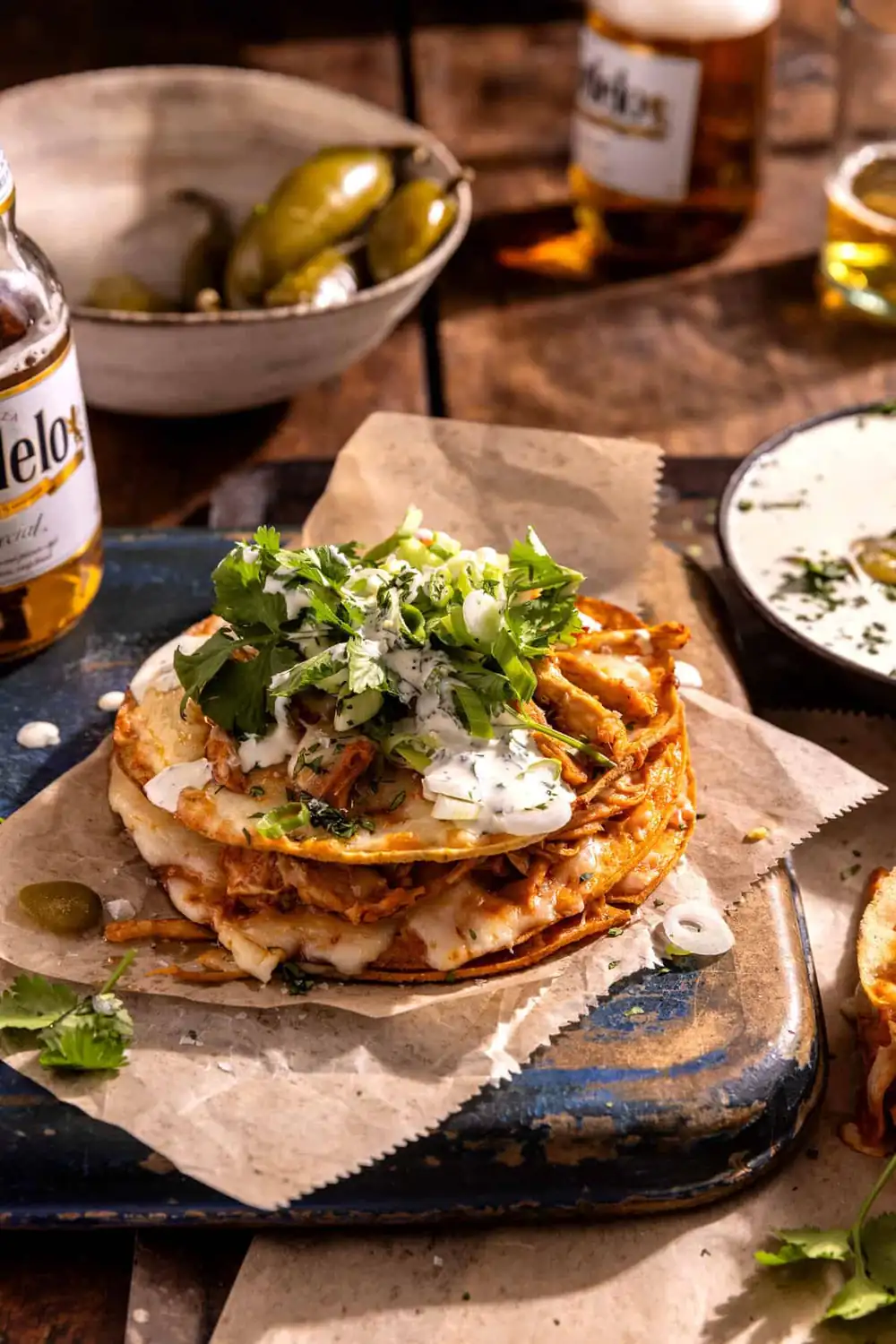 Buffalo Chicken Tostada Stacks