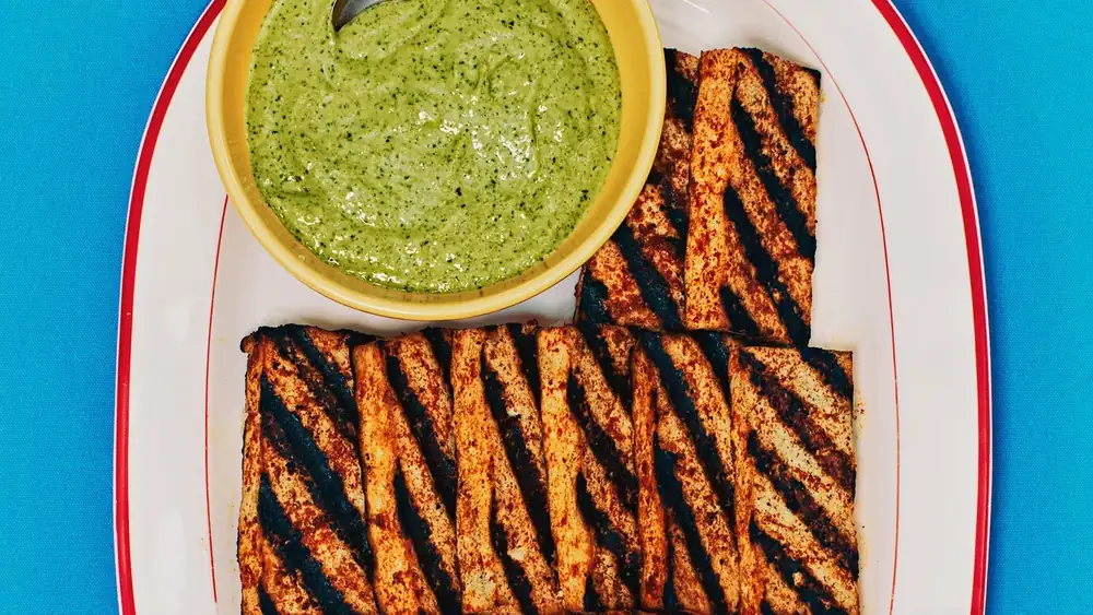 Peruvian-Style Tofu With Creamy Cilantro Sauce