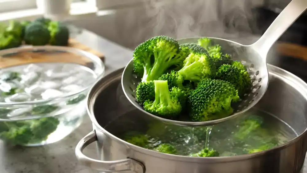 How do I cook broccoli so that it stays green and crunchy?