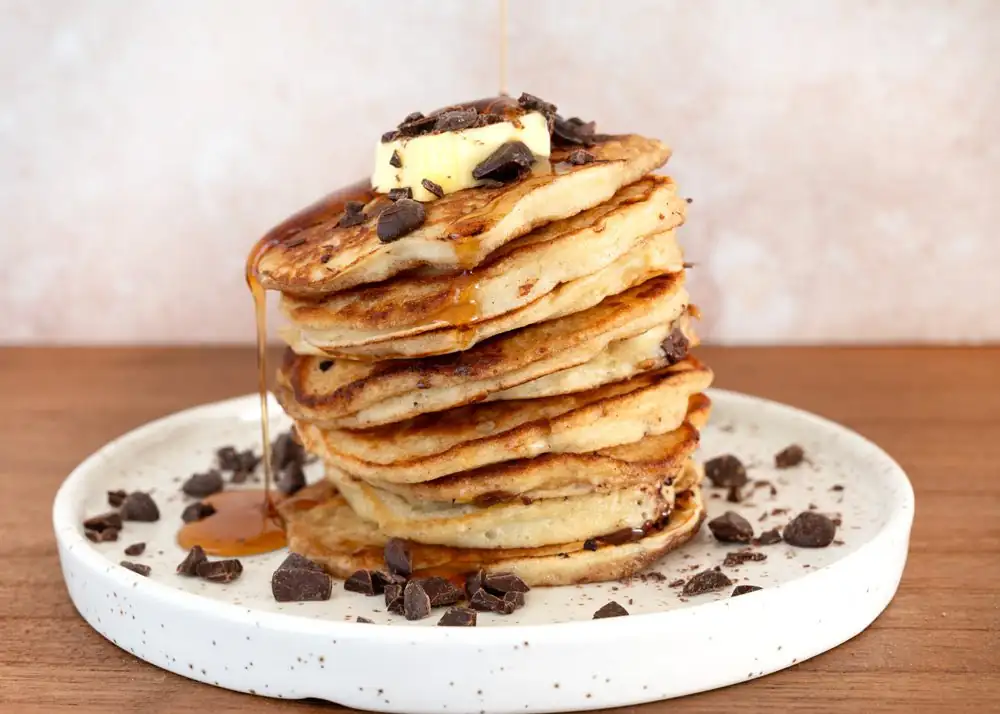 Chocolate chip pancakes for brunch
