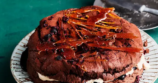 Blackcurrant chocolate cake