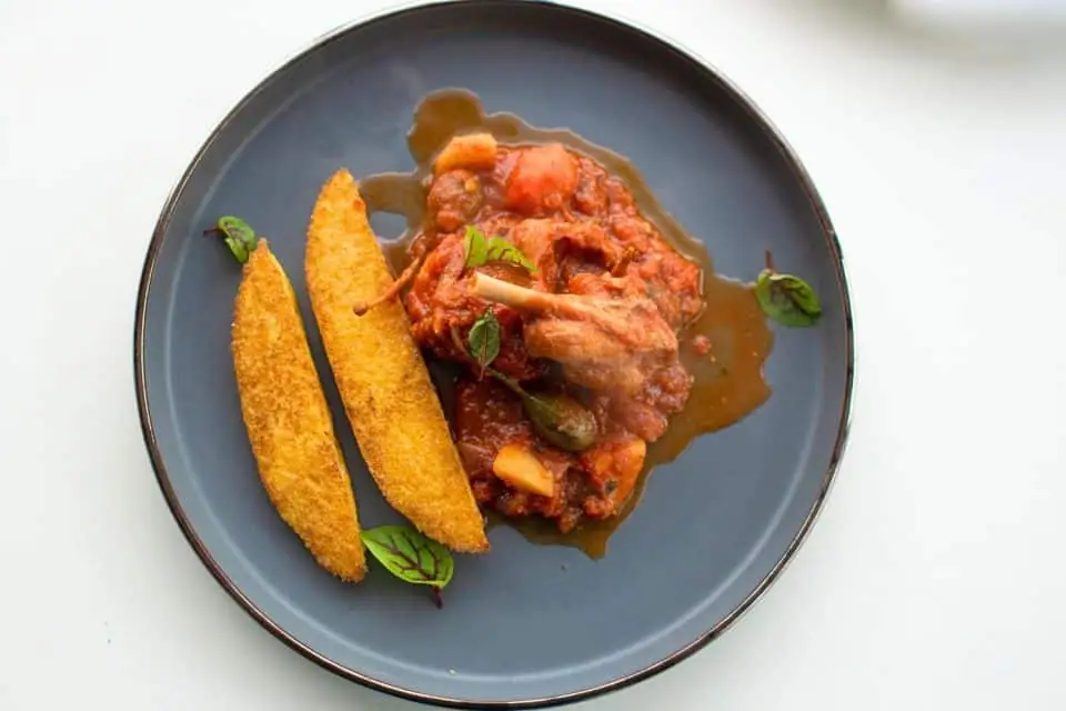 Rabbit Stew with Fried Polenta