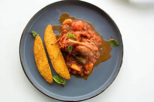 Rabbit Stew with Fried Polenta