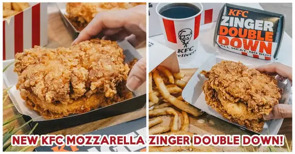 KFC’s New Mozzarella Zinger Double Down Has An Oozy Fried Cheese Patty Between Crispy Zinger Fillets
