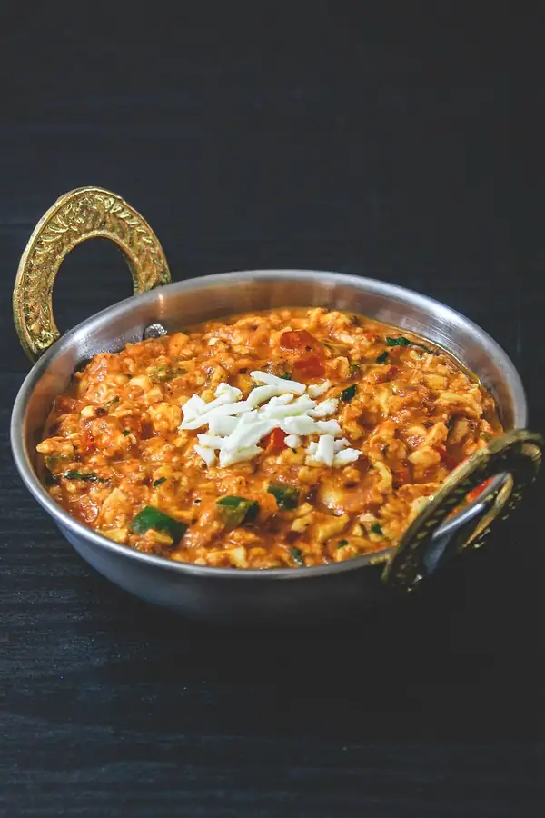 Receta Paneer Bhurji (salsa y seco)