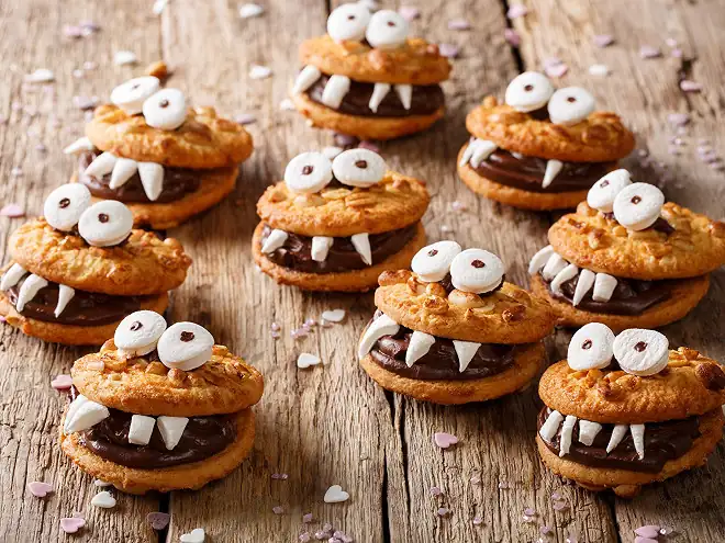 Monster-shaped Halloween cookies