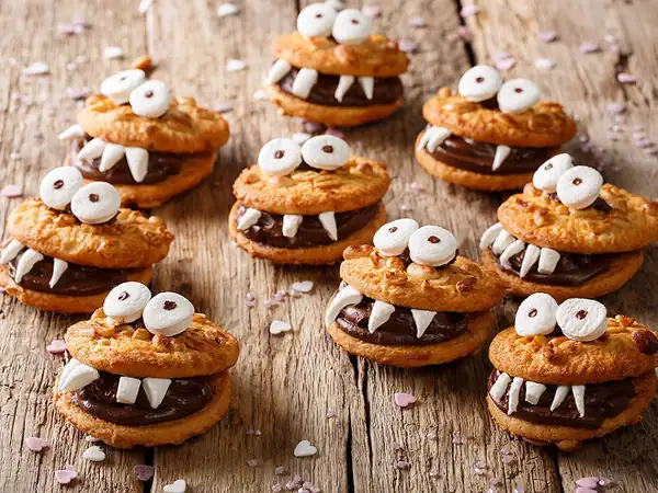 Monster-shaped Halloween cookies