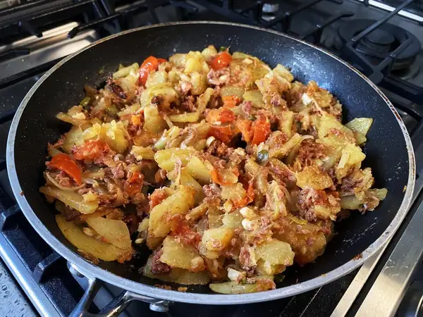 Fry Aloo with Corned Mutton (Potato and Corned Mutton)