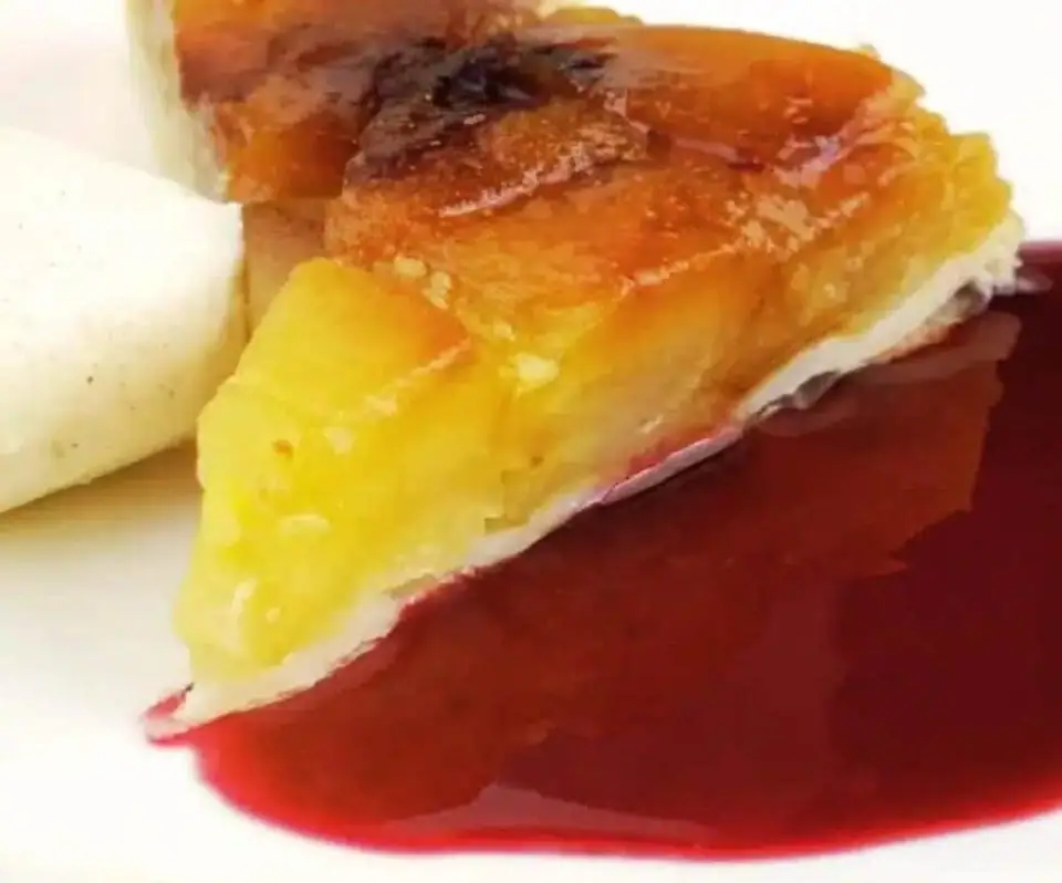 Apple Tarte Tatin with Cinnamon Cream & Chambord Syrup