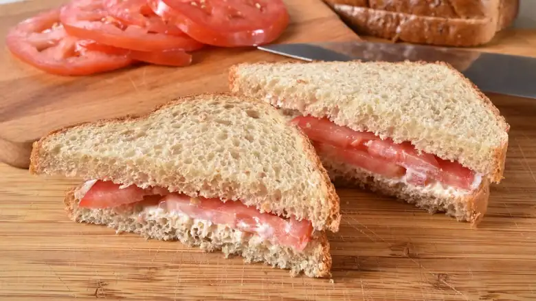 The tomato sandwich with fried green tomatoes, Southern style