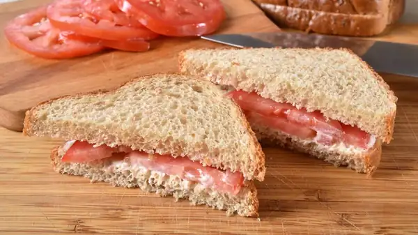 The tomato sandwich with fried green tomatoes, Southern style