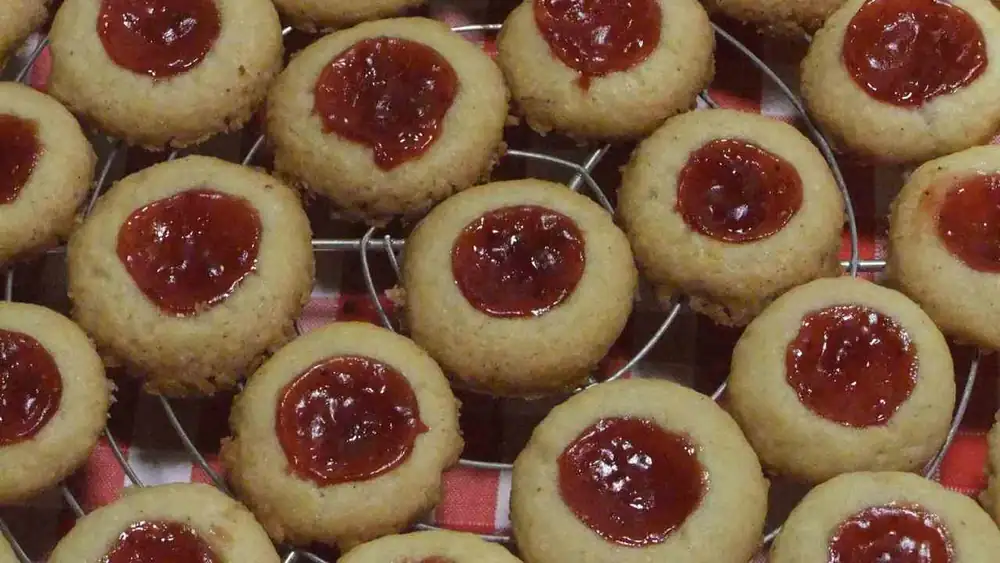 With just a few ingredients and in 10 minutes I can make 50 jam biscuits, they'll be eaten straight away