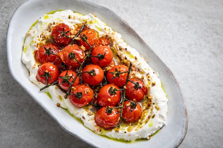 Roasted Piccolo Tomatoes With Labneh, Dukkah And Tomato Vine Oil Recipe