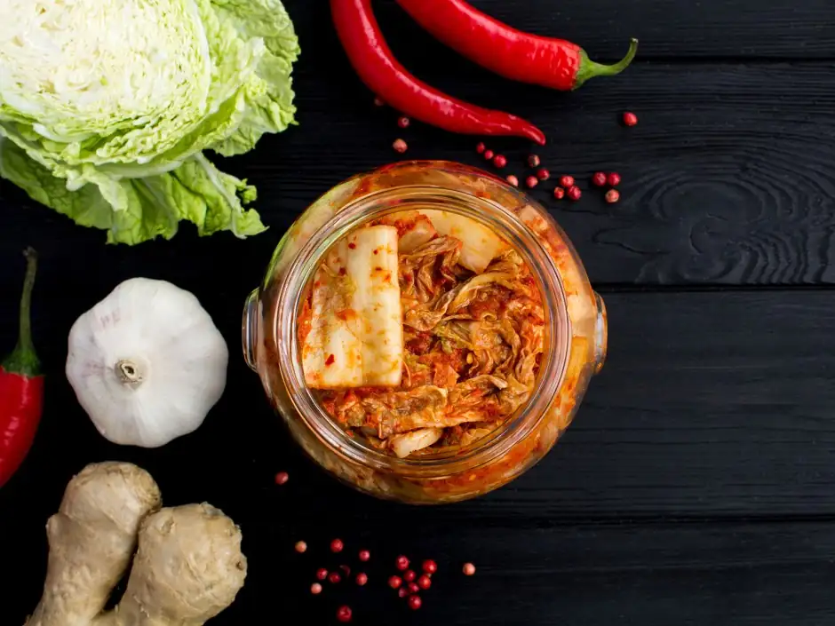 Kimchi, the spicy sauerkraut that accompanies almost every meal in Korea.