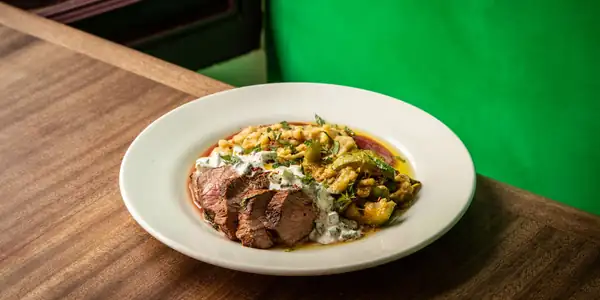 Marinated Leg Of Lamb With Chickpea Purée, Courgettes And Caçik Recipe