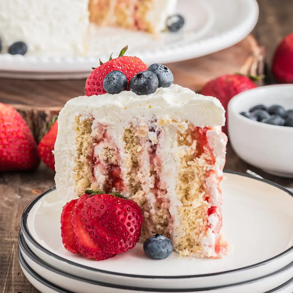 Strawberries and Cream Vertical Layer Cake