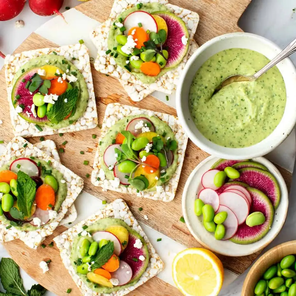 Garden Crisps with Herby White Bean Spread