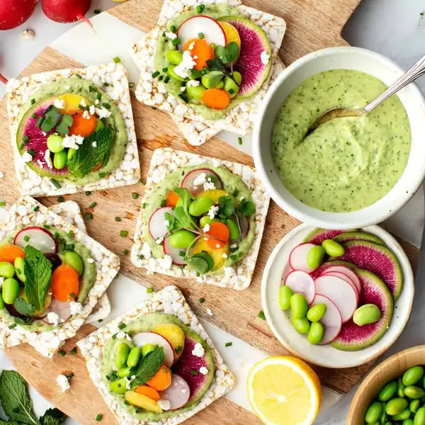 Garden Crisps with Herby White Bean Spread